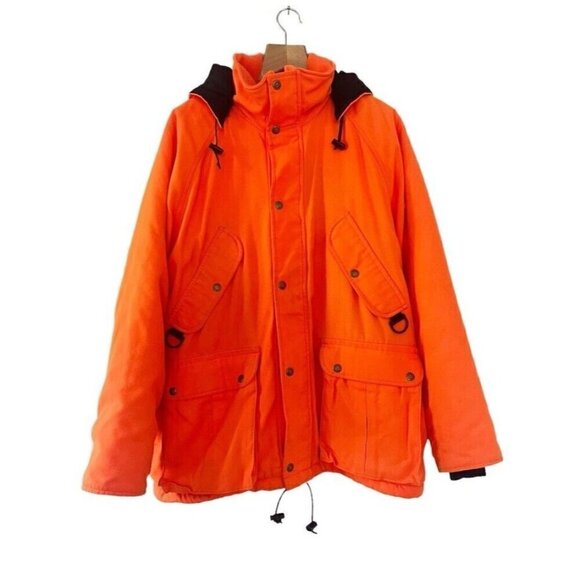 VTG Cabela’s Gore-Tex Blaze Orange Waterproof Jacket Men's Sz Large Made in USA - Picture 1 of 14
